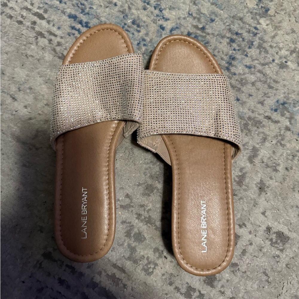 Lane Bryant Women's Beige Slide Sandals